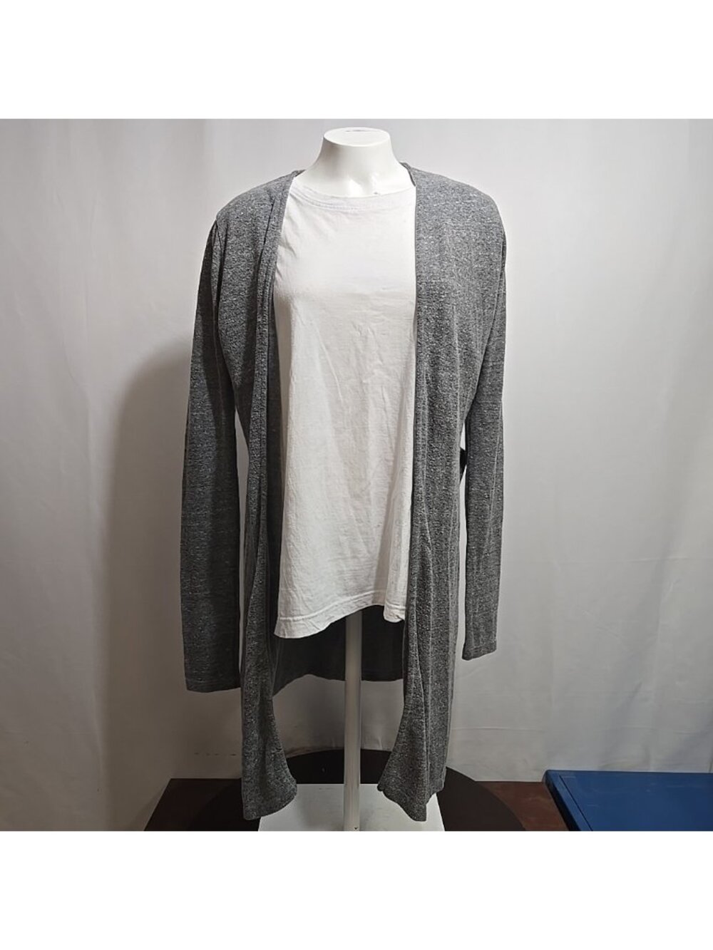 Joah Brown Luna Knit Cardigan Womens Size S/M Open Front Side Slit Grey Marled